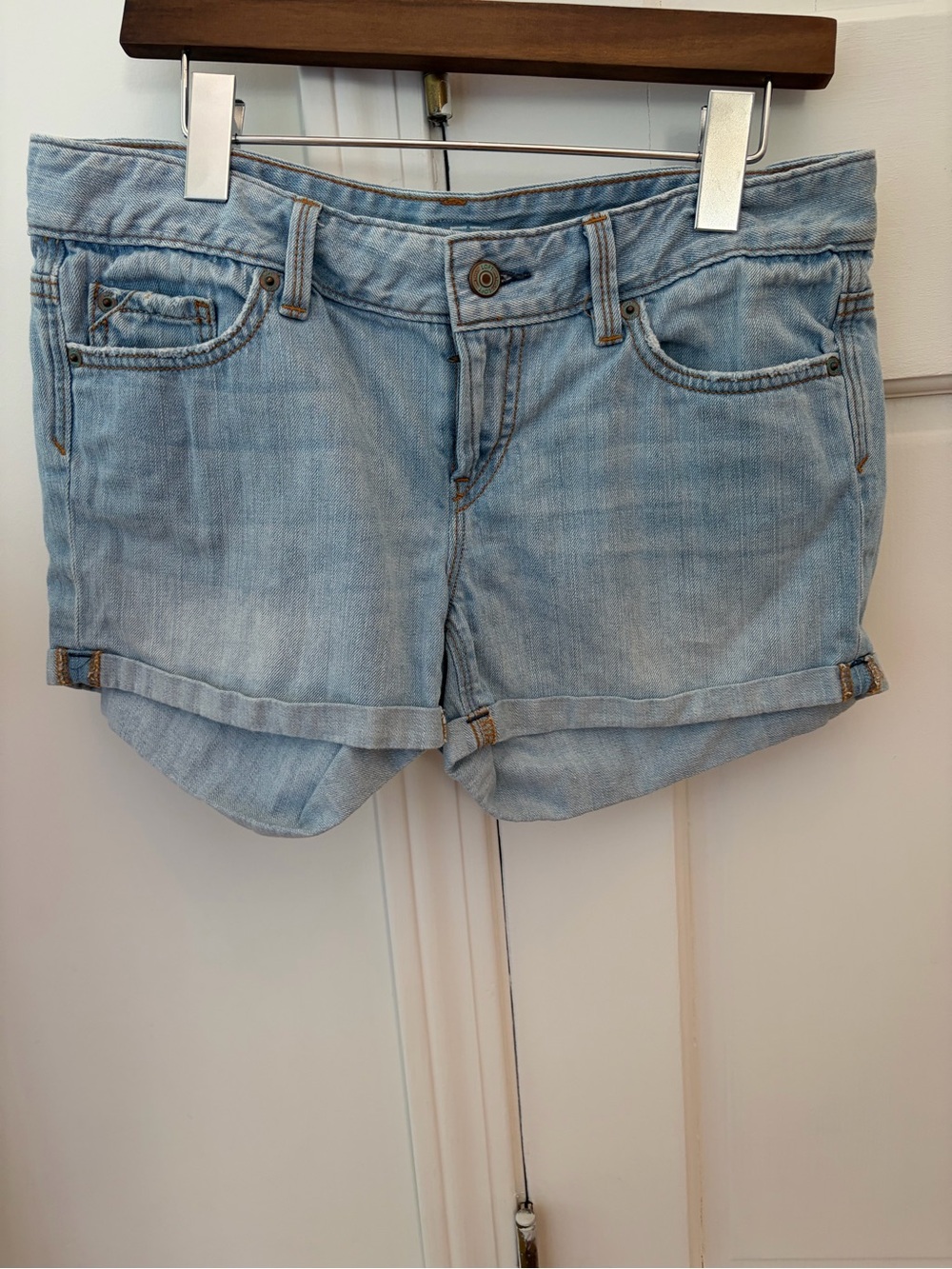 LOFT Light Blue Denim Rolled-Hem Shorts